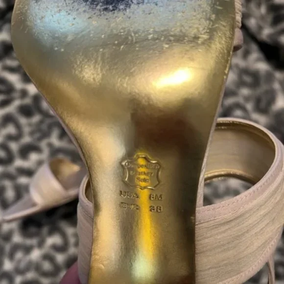 Nina women's cream sling back sandal with crepe toe strap, size 8. - Picture 4 of 5